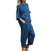 HEONSATI Tuta Donna Sportiva Casual in Lino Completi Leggeri Due Pezzi Mare Completo Shirt e Pantalone Larghi Tute Cotone e Lino Estiva Slim Fit Elegante da Spiaggia Completo Cotone Oversize Taglie Forti