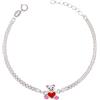 Sakrami Bracciale Bambini in Argento Sterling 925 con Orsetto abbraccia Cuore smaltato rodiato, perfetto per bambine bambini ragazzine e amiche, Regalo per Nascita Comunione Battesimo Compleanno con Scatola