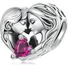 NINGAN 925 Argento Sterling Charms Cuore Puzzle Bead Amore Madre Charm, adatto per le donne Bracciale collana, regalo di compleanno della festa della mamma