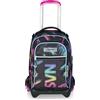 Seven Trolley Scuola Jack 3 Ruote, Nero Fucsia, Zaino Con Carrello Sganciabile Da 34 L, Tasca Borraccia e Crossover System, Maneggevole Resistente, Scuola Elementare e Media, Zaino Bambina