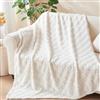 QOFLY Morbida coperta in pile, 100 x 150 cm, colore bianco, a scacchiera, morbida e calda