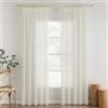 MIULEE Tende Trasparenti Tende per Interni con Nastro Arricciato 2 Pannelli per Finestre Camera da letto Soggiorno Casa Moderna 140X200 CM Bianco Latte