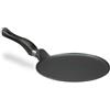 Relaxdays Crepiera in alluminio pressofuso 25 cm, padella antiaderente in ghisa per crêpes, facile da pulire, extra piatta, nera