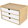 Verve Jelly Scatola con cassetti da scrivania in legno,scatola portaoggetti con cassetti,scatola portagioie vintage in legno,scatola portaoggetti in legno con cassettiera,cassettiera da tavolo in legno,3 ripiani
