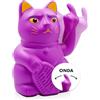 ANGRY CAT - Gatto fortuna Lucky Cat - Divertente gatto giapponese che saluta con dito medio puzzolente - Figura statuetta statua idea di regalo con braccio ondeggiante - viola, 15cm