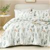 Wotcsil Set Copripiumino Floreale Parure Copripiumino Matrimoniale 220 x 240 cm Bianco Verde Motivo Giardino Fiore Foglie Botanico con 2 Federa 50x75 cm Completo Sacco Parure Letto
