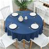 GOEXCPL Tovaglia rotonda in cotone e lino, Proteggere e decorare il desktop Blu navy Diametro 260 cm, Adatta a tavoli rotondi di 190-210 cm di diametro