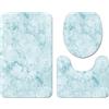 Sticker Superb. Set di Tappeti da Bagno Tappetino da Bagno Antiscivolo in Memory Foam Copriwater Set da 3 Pezzi, Tappeto con Profilo a U in Flanella Marmo Modello 3D, Zerbino, Copertura (Blu,50×80 cm 3PCS)