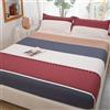 Daesar Lenzuolo Matrimoniale Angoli 180 x 200 cm, Lenzuola Matrimoniale Cotone Motivo Stelle e Strisce Lenzuola e 2 Federe Traspirante, Morbido, Lavabile in Lavatrice, Rosso Grigio Beige