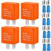 Gebildet 4pcs 12V 2Pin Elettronico Relè Lampeggiante, Rele Con Regolatore Frequenza Lampeggio Frecce Led Indicatori di Direzione, Velocità Regolabile per Auto e Moto (Arancio)