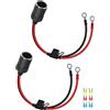 YANBORONSN 12V Cigarette Lighter Socket Car Power Cord, 1FT Car Cigarette Lighter Female to Ring Eyelet Terminals Cable with 10A/15A/20A Fuse (2PACK)