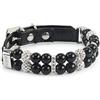 MOTTDAM Collare per animali domestici con perla e gatto alla moda in pelle PU con strass luccicanti,collare per cani Chihuahua regolabile,collana di perle per cani,gatti,cuccioli,gattini,1.5x33cm (L, Nero)
