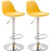 CLP Set 2 Sgabelli Design Kiel In Polipropilene E Similpelle I Coppia Sedie Bar Cucina Girevoli E Regolabili, Colore:giallo, Colore del telaio:cromo