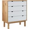 vidaXL Cassettiera OTTA Marrone e Bianco 76,5x39,5x90 cm Legno di Pino
