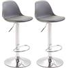 CLP Set 2 Sgabelli Design Kiel In Polipropilene E Similpelle I Coppia Sedie Bar Cucina Girevoli E Regolabili, Colore:grigio, Colore del telaio:cromo