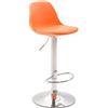 CLP Sgabello Design Kiel In Polipropilene E Similpelle I Sgabello Bar Cucina Imbottito Girevole E Regolabile, Colore:arancione, Colore del telaio:cromo