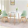 LafeuR Tavolo da pranzo con 2 sedie, 80 cm, rotondo, tavolo da pranzo e 2 sedie scandinave, per soggiorno, ufficio, cucina (tavolo bianco+2 sedie verde gelato)