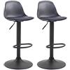 CLP Set 2 Sgabelli Design Kiel In Polipropilene E Similpelle I Coppia Sedie Bar Cucina Girevoli E Regolabili, Colore:nero, Colore del telaio:nero