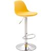 CLP Sgabello Design Kiel In Polipropilene E Similpelle I Sgabello Bar Cucina Imbottito Girevole E Regolabile, Colore:giallo, Colore del telaio:cromo