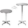 THINFAR Tavolo alto da bar pieghevole in alluminio, altezza regolabile 70 o 110 cm, diametro 60 cm, piano in acciaio inox, per bar, bistrot, casa, giardino, ristorante (rotondo)