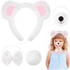 Comforso Set di Costumi da Orso per Bambini Adulti,Fascia per Orecchie Orso Peluche,Naso,Papillon e Coda per Cosplay,Travestimento da Personaggio Orso,Graziosi Accessori Animali Pelosi per Halloween Carnevale