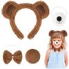 Comforso Set di Costumi da Orso per Bambini Adulti,Fascia per Orecchie Orso Peluche,Naso,Papillon e Coda per Cosplay,Travestimento da Personaggio Orso,Graziosi Accessori Animali Pelosi per Halloween Carnevale