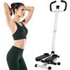 CHUNXY Stepper con Manubrio Stepper Fitness Appartamento schermo LCD Resistenza Regolabile Esercizio Fianchi Gambe lombi per Casa Acciaio Steppers per l'esercizio domestico (Bianco e Nero con Manubrio)