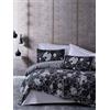 Nuit Des Rêves Premium Ranforce Double Quilt Cover Set (200 x 200 cm), 100% cotone, grigio e nero, 2 buste (80 x 80 cm), stampa reattiva, lavabile in lavatrice, chiusura a bottone