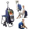 Avilia Carrello Spesa con Sedile Pieghevole - Massima Manovrabilità e Comfort | Sistema a 3 Ruote, Manico Telescopico, Borsa Termica Rimovibile | Capacità 35L, Ideale per Anziani e Famiglie