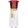 Nyeemya Vestito Costume Principe Arabo Aladdino Bambini Giacca Senza Manica Gilet in Velluto + Harem Pantaloni Vestito Tradizionale Costume Halloween Carnevale Rosso 8-10 anni