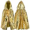 Proumhang Bambini Halloween Lucido Mantello con Cappuccio Capo Mantello con Mantello a Tutta Lunghezza con Legatura per Halloween Re Principe Principessa Cosplay Robe per Ragazzi Ragazze Oro 80cm