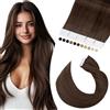 Elailite Extension Adesive Capelli Veri Biadesivo 20 Ciocche Biadesive Tape 100% Remy Human Hair Naturali 20cm 30g #4 Marrone Cioccolato