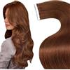 LaaVoo Extension Capelli Veri Biadesivo 20pz - Rosse Marrone Capelli Lunghi Lisci Remy - Extension Biadesive Capelli Veri Invisibile Adesive 60cm 50g #33