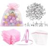 PH PandaHall 60 Set di Bomboniere per Feste Bomboniere per Battesimo, Sacchetti in Organza Rosa con Ciondoli e Nastro in Raso Souvenir per Feste per Matrimoni