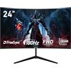 Gawfolk 24 pollici 180Hz monitor di gioco curvo, 100% sRGB,FHD 1080P screen,1ms,senza bordi, FreeSync, grandangolo 178°,HDMI,DisplayPort, VESA 75 * 75mm - nero