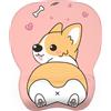 EooCoo Tappetino Mouse con Comodo Supporto per Il Polso, Gaming Mousepad Ergonomico con Poggiapolsi in Memory Foam, Resistente all'Usura, Ufficio Mouse Pad, Accessori Scrivania, Cartone Animato Corgi