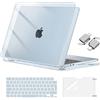 MOSISO Custodia Compatibile con MacBook Air 13 Cover M5 M4 M3 M2 2026-2022 A3449 A3240 A3113 A2681,Case per MacBook Air 13,6'' display Liquid Retina&Copritastiera&Pellicola&Tipo C, Celeste Cristallo