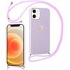 Yoedge Cover con Cordino per iPhone 12/iPhone 12 Pro 6,1,Custodia con Laccio Tracolla Collana Aesthetic Amore Cuore Motivo Custodie Silicone Love-Heart Cuori Necklace Case per iPhone 12/12 Pro,Viola