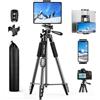MACTREM Treppiede Smarthphone, Nuovo 165cm/65in Treppiedi Fotocamera Cavalletto Smartphone per iPhone/Samsung/Huawei/iPad/Reflex, Cavalletto Telefono con Supporto Telefono e Telecomando Bluetooth,Grigio