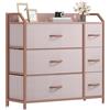 DWVO Cassettiera in tessuto, cassettiera per camera da letto con 6 cassetti, comò per camera da letto, soggiorno con maniglie, piano in legno e robusta struttura in acciaio, rosa