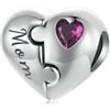 NINGAN 925 Argento Sterling Figlia e Madre Perla Charm, con 5a Zircone Adatto per Bracciale Donna Collana, Festa della Mamma Regalo
