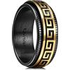 King Will Fede nuziale da uomo in acciaio inossidabile, 8 mm, placcato oro nero, anello portachiavi greco T (10)
