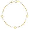 Monde Petit Bracciale Ragazza Oro Giallo 18K Perla Roton3 mm Fiori Brillante di 13 cm - Certificato di garanzia - 1213