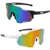 SKIKHN Occhiali da Sole Sportivi Polarizzati, 2 Pezzi Occhiali da Bicicletta Anti-Uv, Occhiali da Ciclismo da Uomo e Donna, Protezione UV400, per Ciclismo, Motociclismo, Corsa, Sci, Alpinismo