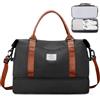 SEAFEW Borsone da Viaggio Extra Grande 50L, Bagaglio a Mano Borsa da Viaggio con Scomparto per le Scarpe, Borsa Sportiva Borsone da Palestra da Weekend,I7-Marrone Nero