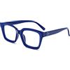 MMOWW Occhiali da Lettura Rettangolari - Oversized Square Frame Anti Luce Blu Occhiali donna uomo (Blu, +1.0)