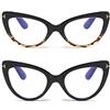 MMOWW Confezione da 2 Occhiali da Lettura Donna con Occhio di Gatto - Occhiali anti-blu Comodi e Alla Moda Grande Cat Eye (Nero+Tartaruga, 1.25)