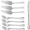 LWLWA 8 Pezzi Set di Posate, LWLWA Coltello da Torta, Paletta per Torte in Acciaio Inox, Coltelli Scanalati, Forchette, Spatole, per Bistecche, Torte, Pizza, Crostate