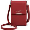 Katech Borsa a Tracolla Donna Piccola, Borsetta Moda Borse Spalla con Slot per Carte e Tracolla Regolabile, Borsetta Tracolla Donna per telefoni fino a 6,5 pollici (Rosso)