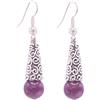 NILUXE DESIGN - Orecchini Donna Lunghi con Pietra Naturale Placcati in Platino - Cono Inciso Stile Boho - Orecchini Pendenti Donna Boho Fatti a Mano Design Artigianale Elegante (Lapislazzuli)